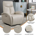 Leatheraire Swivel and Rocker Power Recliner Chair with Lumbar Support, Max Swivel Degree 270, USB and Type-C Ports