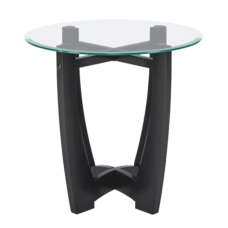 23.5 inch round glass coffee table