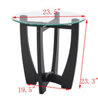 23.5 inch round glass coffee table