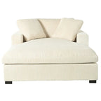 Chaise longue beige de 53,5 po avec pieds en bois massif et coussins confortables