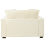 Chaise longue beige de 53,5 po avec pieds en bois massif et coussins confortables
