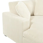 Chaise longue beige de 53,5 po avec pieds en bois massif et coussins confortables