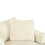 Chaise longue beige de 53,5 po avec pieds en bois massif et coussins confortables