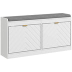 Entryway Bench with 2 Flip Drawers, Seating Cushion, and 2 Vents for 8 Pairs of Shoes for Hallway