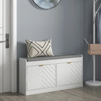 Entryway Bench with 2 Flip Drawers, Seating Cushion, and 2 Vents for 8 Pairs of Shoes for Hallway