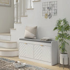 Entryway Bench with 2 Flip Drawers, Seating Cushion, and 2 Vents for 8 Pairs of Shoes for Hallway