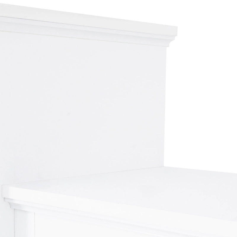 White Entertainment Wall Unit with Bridge & Tempered Glass Door for 70 TVs