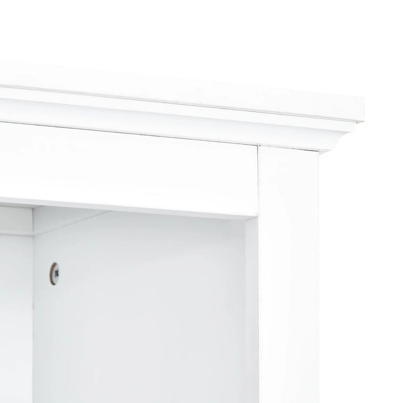 White Entertainment Wall Unit with Bridge & Tempered Glass Door for 70 TVs