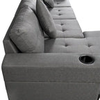 Modern 4-Seat L-Shaped Sectional Sofa with Lounge Chaise