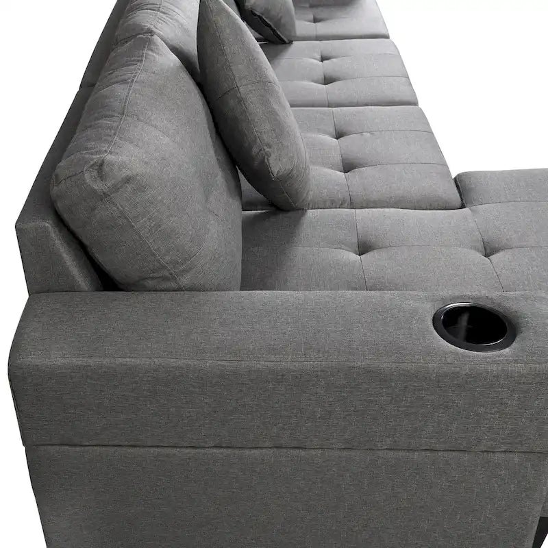 Modern 4-Seat L-Shaped Sectional Sofa with Lounge Chaise