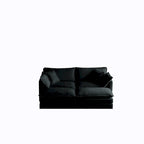 Canapé sectionnel modulaire en chenille noire 4 pièces avec causeuse et poufs
