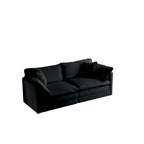 Canapé sectionnel modulaire en chenille noire 4 pièces avec causeuse et poufs