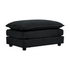 Canapé sectionnel modulaire en chenille noire 4 pièces avec causeuse et poufs