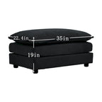 Canapé sectionnel modulaire en chenille noire 4 pièces avec causeuse et poufs