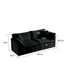 Canapé sectionnel modulaire en chenille noire 4 pièces avec causeuse et poufs