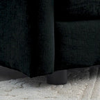Canapé sectionnel modulaire en chenille noire 4 pièces avec causeuse et poufs