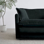 Canapé sectionnel modulaire en chenille noire 4 pièces avec causeuse et poufs