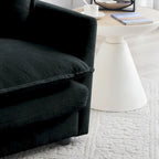Canapé sectionnel modulaire en chenille noire 4 pièces avec causeuse et poufs