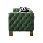 84.25 Button Tufted Upholstered 3-Seater Sofa with Gold Decoration