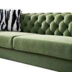 84.25 Button Tufted Upholstered 3-Seater Sofa with Gold Decoration