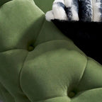 84.25 Button Tufted Upholstered 3-Seater Sofa with Gold Decoration