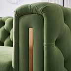 84.25 Button Tufted Upholstered 3-Seater Sofa with Gold Decoration