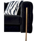 84.25 Button Tufted Upholstered 3-Seater Sofa with Gold Decoration