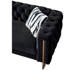 84.25 Button Tufted Upholstered 3-Seater Sofa with Gold Decoration