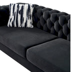 84.25 Button Tufted Upholstered 3-Seater Sofa with Gold Decoration