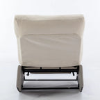 Corduroy Rocker Recliner with Footrest and PU Leather Leg