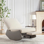 Corduroy Rocker Recliner with Footrest and PU Leather Leg