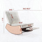 Corduroy Rocker Recliner with Footrest and PU Leather Leg