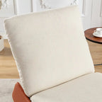 Corduroy Rocker Recliner with Footrest and PU Leather Leg