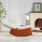 Corduroy Rocker Recliner with Footrest and PU Leather Leg
