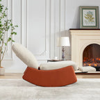 Corduroy Rocker Recliner with Footrest and PU Leather Leg