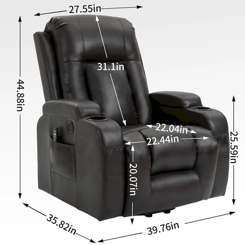 Infinite Position Power Lift Recliner Chair for Elderly, with 8-Point Vibration Massage and Lumbar Heating, USB Charging Port