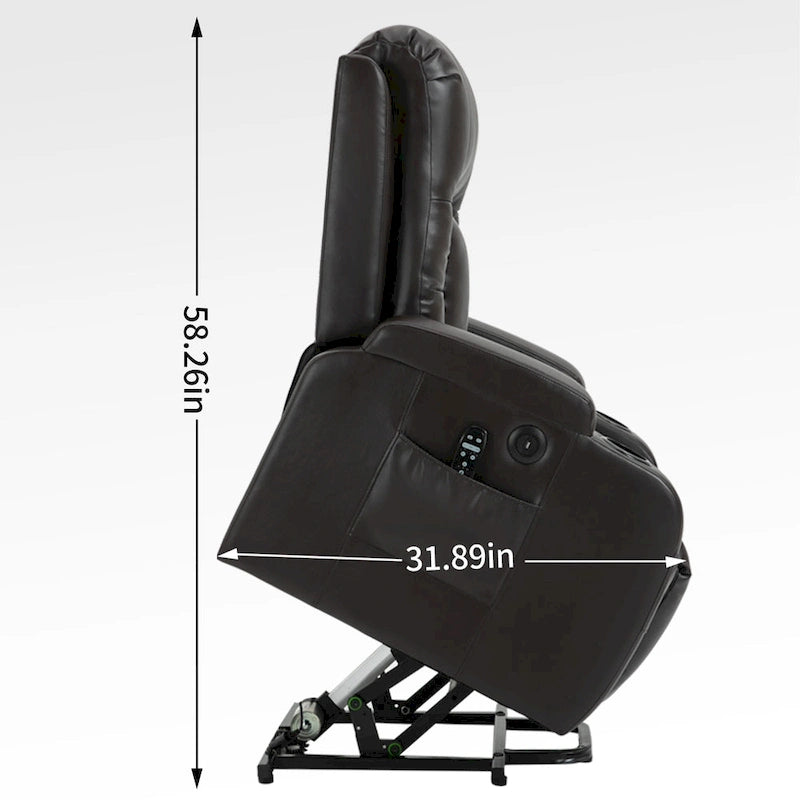 Infinite Position Power Lift Recliner Chair for Elderly, with 8-Point Vibration Massage and Lumbar Heating, USB Charging Port