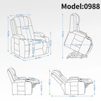 Infinite Position Power Lift Recliner Chair for Elderly, with 8-Point Vibration Massage and Lumbar Heating, USB Charging Port