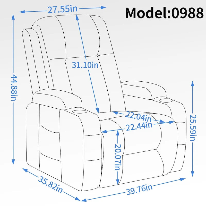 Infinite Position Power Lift Recliner Chair for Elderly, with 8-Point Vibration Massage and Lumbar Heating, USB Charging Port