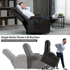 Infinite Position Power Lift Recliner Chair for Elderly, with 8-Point Vibration Massage and Lumbar Heating, USB Charging Port