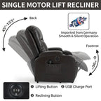 Infinite Position Power Lift Recliner Chair for Elderly, with 8-Point Vibration Massage and Lumbar Heating, USB Charging Port