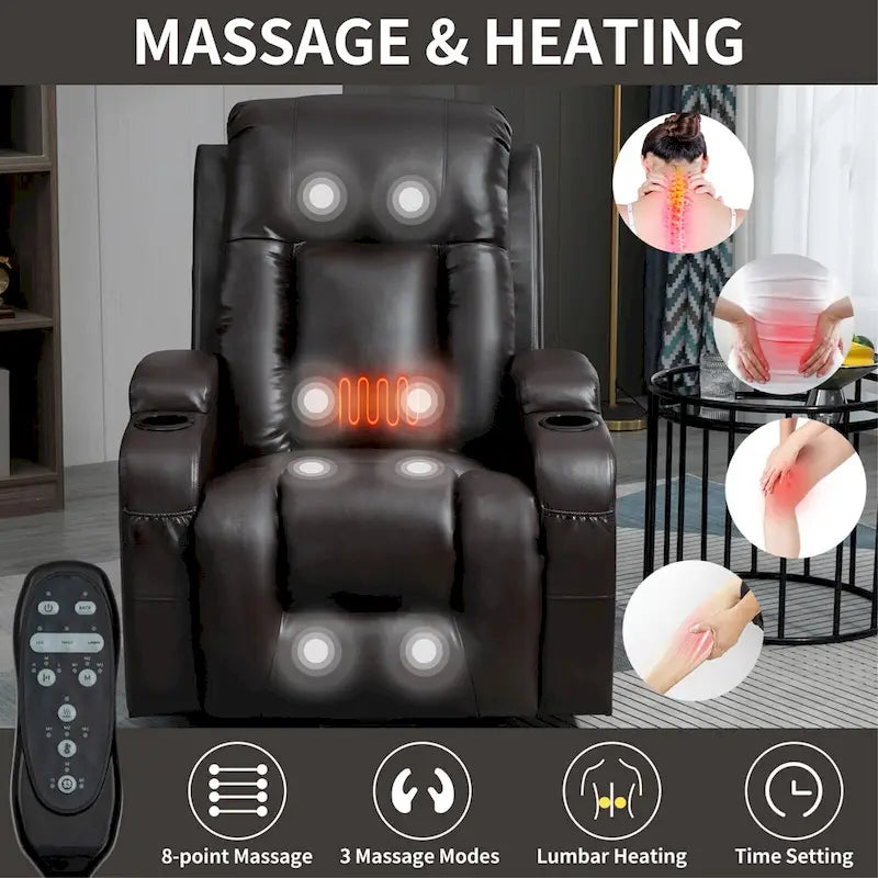 Infinite Position Power Lift Recliner Chair for Elderly, with 8-Point Vibration Massage and Lumbar Heating, USB Charging Port