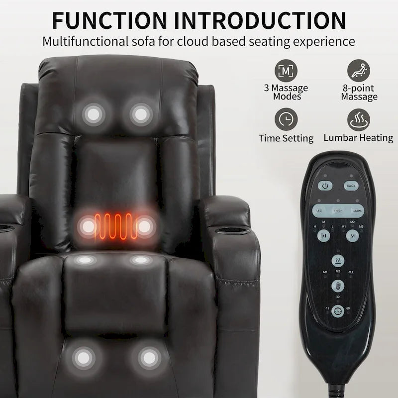 Infinite Position Power Lift Recliner Chair for Elderly, with 8-Point Vibration Massage and Lumbar Heating, USB Charging Port