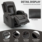 Infinite Position Power Lift Recliner Chair for Elderly, with 8-Point Vibration Massage and Lumbar Heating, USB Charging Port