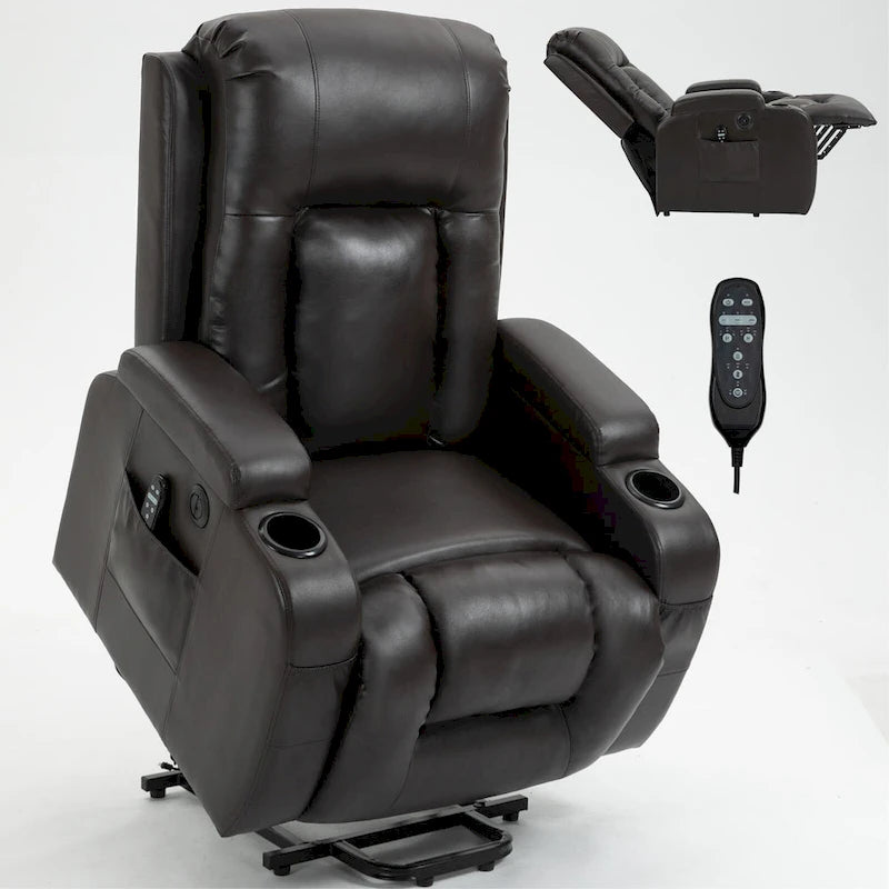 Infinite Position Power Lift Recliner Chair for Elderly, with 8-Point Vibration Massage and Lumbar Heating, USB Charging Port