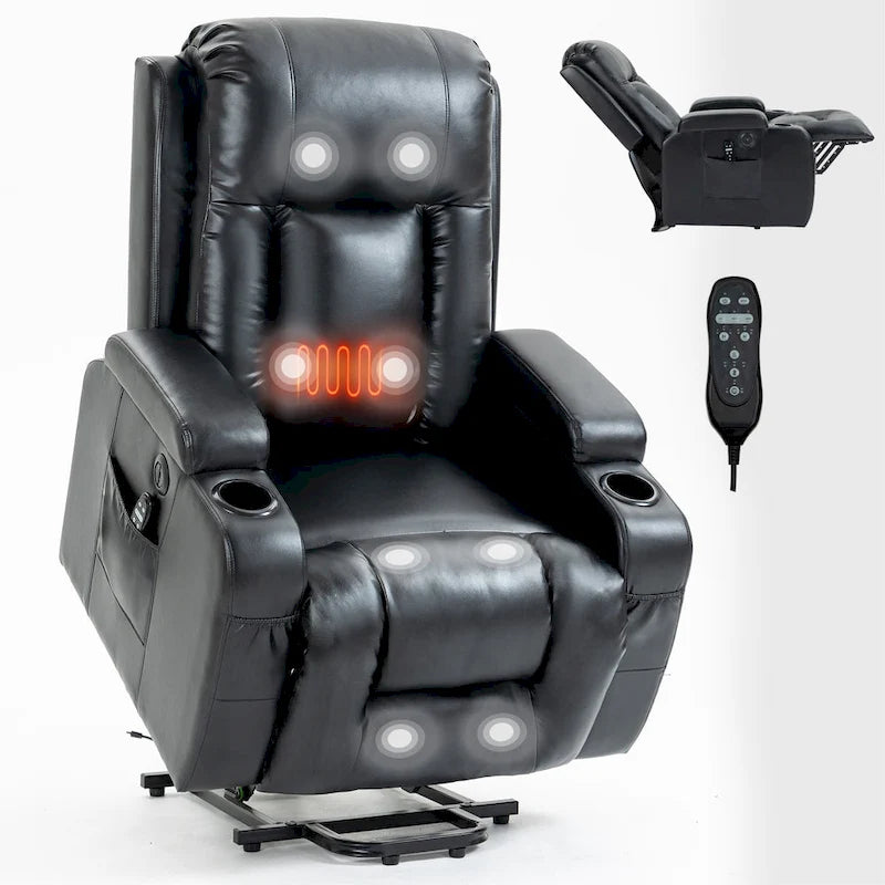 Infinite Position Power Lift Recliner Chair for Elderly, with 8-Point Vibration Massage and Lumbar Heating, USB Charging Port