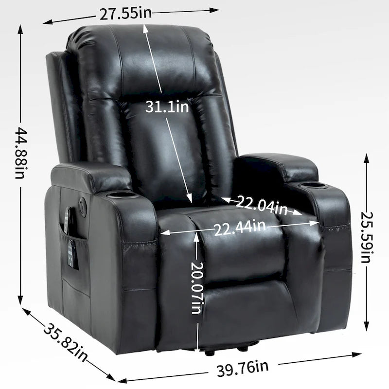 Infinite Position Power Lift Recliner Chair for Elderly, with 8-Point Vibration Massage and Lumbar Heating, USB Charging Port