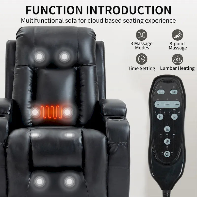 Infinite Position Power Lift Recliner Chair for Elderly, with 8-Point Vibration Massage and Lumbar Heating, USB Charging Port