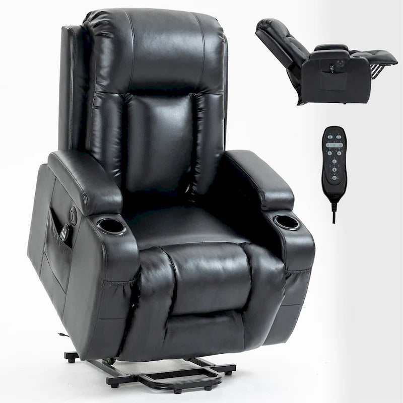 Infinite Position Power Lift Recliner Chair for Elderly, with 8-Point Vibration Massage and Lumbar Heating, USB Charging Port