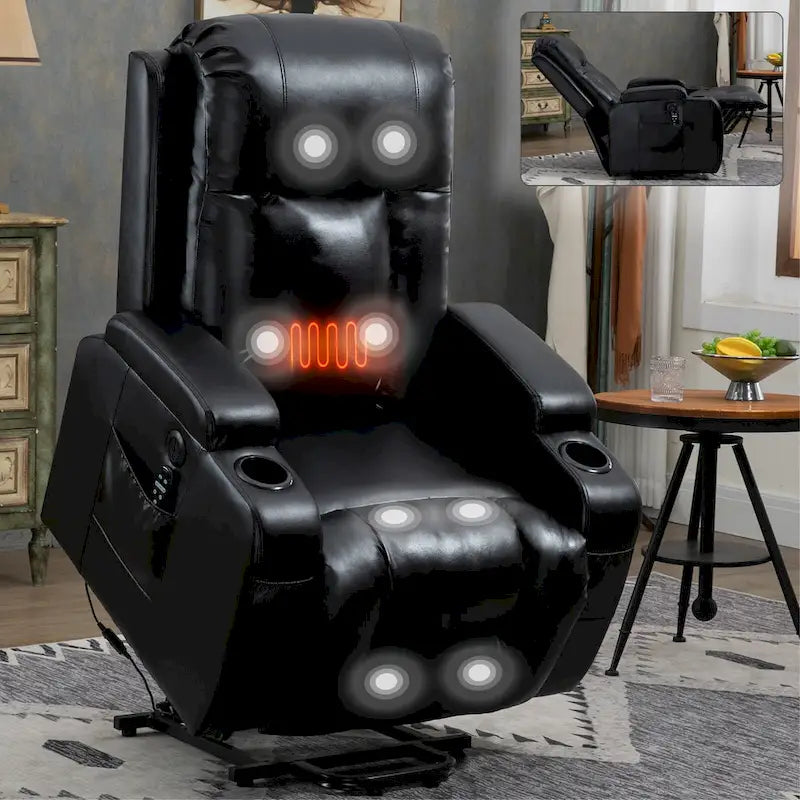 Infinite Position Power Lift Recliner Chair for Elderly, with 8-Point Vibration Massage and Lumbar Heating, USB Charging Port